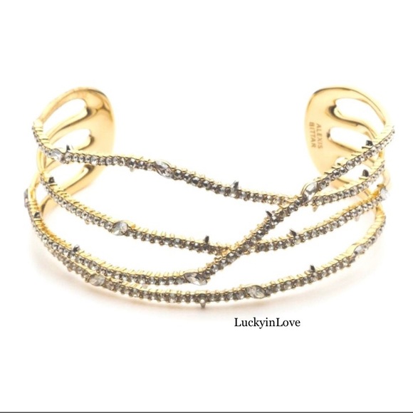ALEXIS BITTAR • GOLD PAVE Crystal Lace Thorny ORBITING CUFF Bracelet - Picture 3 of 16